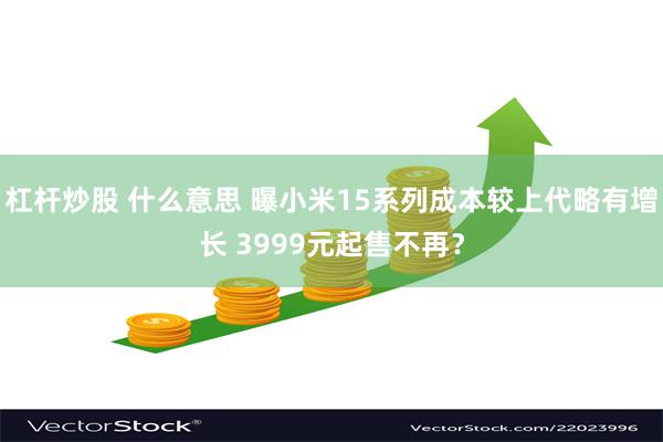 杠杆炒股 什么意思 曝小米15系列成本较上代略有增长 3999元起售不再？