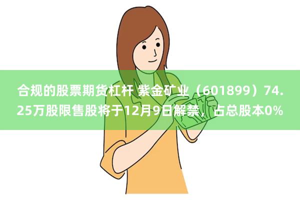 合规的股票期货杠杆 紫金矿业（601899）74.25万股限售股将于12月9日解禁，占总股本0%